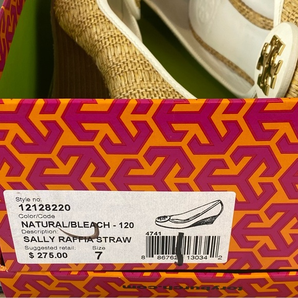 Tory Burch Sally Raffia Straw Natural/Bleach Wedges Size 7 - Picture 11 of 12